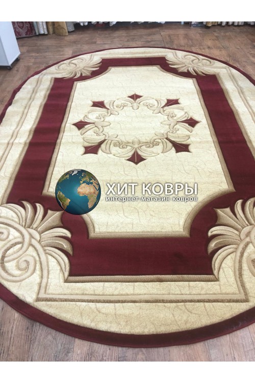 Современные и классические ковры 022 Бежевый-красный овал